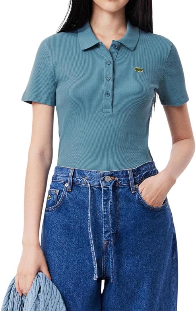 Lacestone женская L.12.d короткий рукав slim fit зеленый Croc поло Lacoste, Dusty Blue
